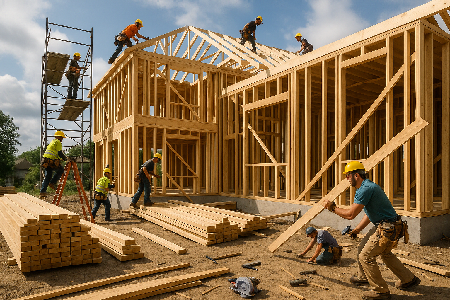 house building in action